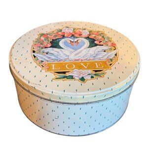 1988 Enesco Round Swan Tin